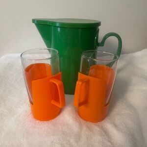 Vintage Dansk pitcher & JAJ Pyrex cups